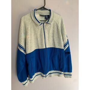 Vintage J.Blair Jacket Sweatshirt Men Full Zip Pocket Ringer Grey Blue XXL